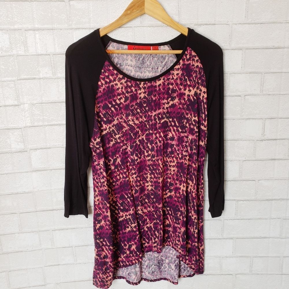 Belle Gray High Low Blouse 3/4 Sleeve